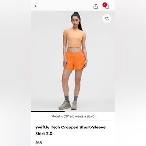 Lululemon swiftly tech cropped short sleeve shirt